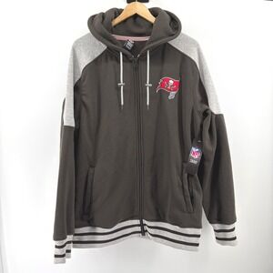 Tampa Bay Buccaneers NEW NFL Team Apparel Full Zip Hoodie Men's XXL Gray Brown